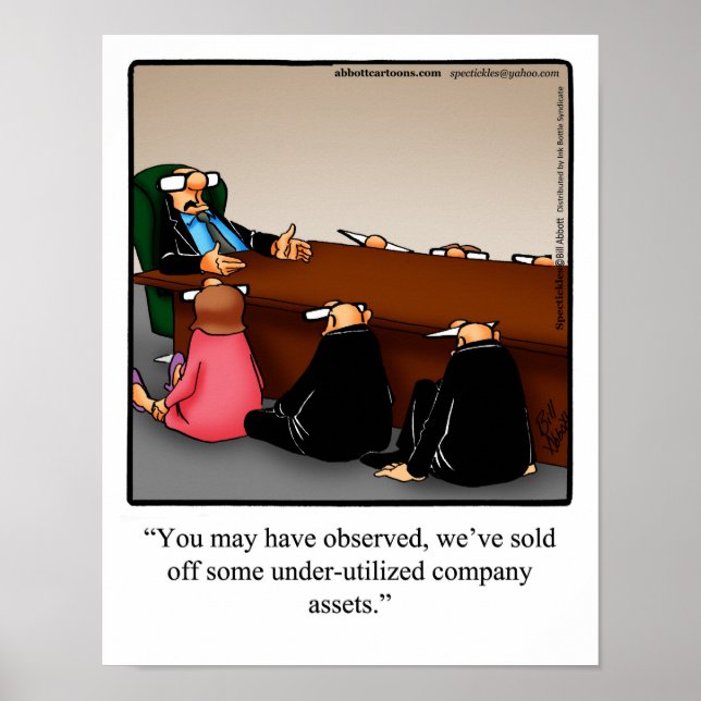 Funny Office Humour Poster "Company Assets" (Front)
