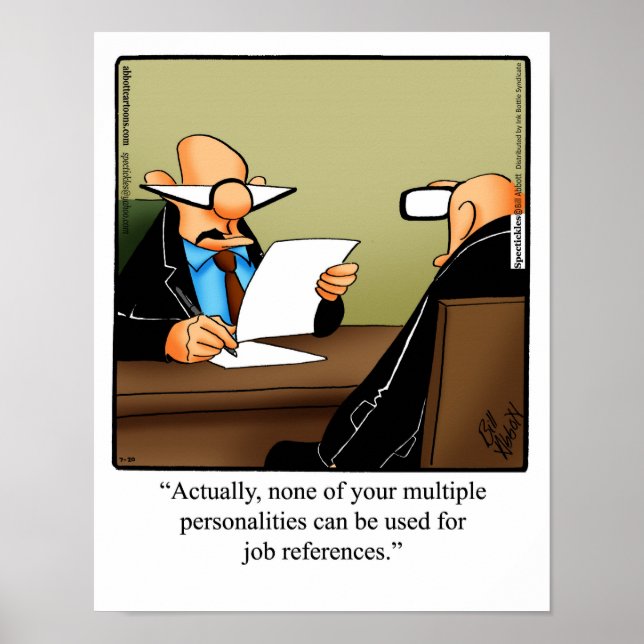 Funny Office Humour Poster "Job References" (Front)