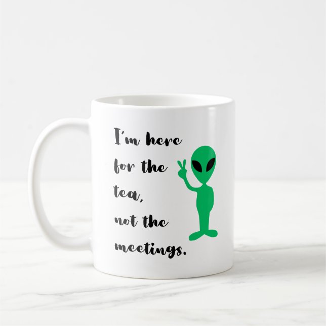 Funny Office Messages and Green Alien Cool Work Coffee Mug (Left)