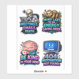 Funny Office Survival Sticker Sheet Pack