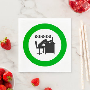 Funny Office Worker Sleeping at Desk  Napkin