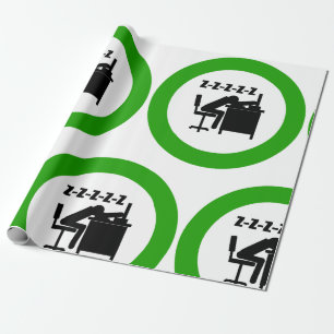 Funny Office Worker Sleeping at Desk  Wrapping Paper