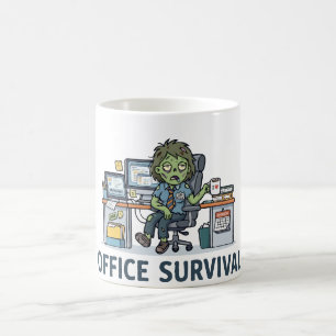Funny Office Zombie "Survie Au Bureau" Work Humour Coffee Mug