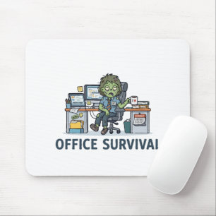 Funny Office Zombie "Survie Au Bureau" Work Humour Mouse Pad