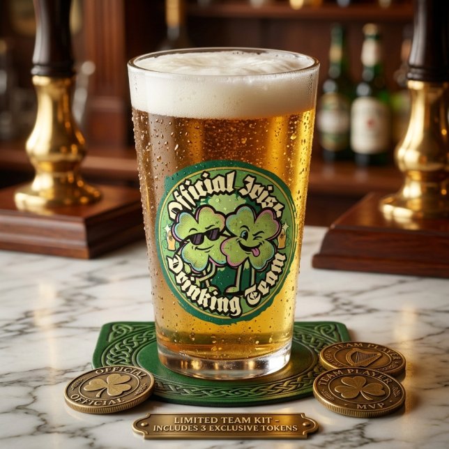 Funny Official Irish Drinking Team St Paddy Glass (Creator Uploaded)