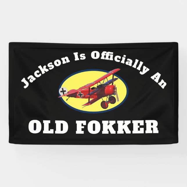 Funny Official Old Fokker Over the Hill Birthday Banner (Horizontal)