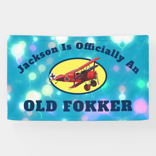 Funny Official Old Fokker Over the Hill Birthday Banner (Horizontal)