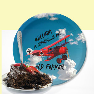 Funny Official Old Fokker Over the Hill Birthday Paper Plate