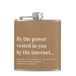 Funny Officiant Proposal Marry Us Hip Flask