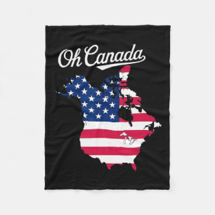 Funny Oh Canada Funny Trump Map Country Of Usa  Fleece Blanket