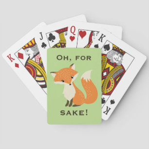 Funny Oh, For Fox Sake Green Playing Cards