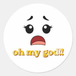 Funny Oh My God Sticker   Cute Shocked Face Reacti