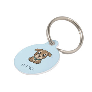 Funny Oh No Pet ID Tag Cute Pleading Dog