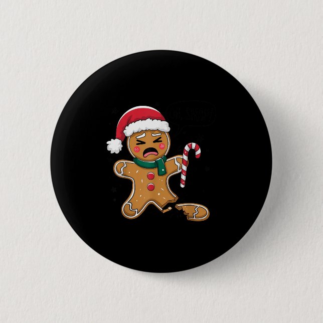 Funny Oh Snap Gingerbread Bakery Christmas Snacks  2 Inch Round Button (Front)
