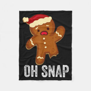 Funny Oh Snap Gingerbread Man Christmas Cookie Xma Fleece Blanket