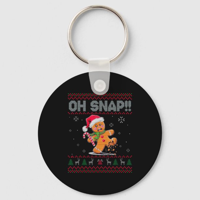 Funny Oh Snap Gingerbread Ugly Christmas Costume W Keychain (Front)