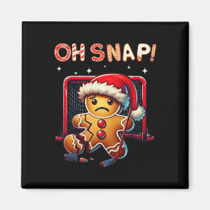 Funny Oh Snap Hockey Gingerbread Christmas Santa H Magnet