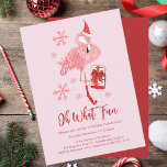Funny Oh What Fun Flamingo Christmas Party Invitation<br><div class="desc">Capture the essence of the holiday season with our custom tropical flamingo Christmas holiday party invitation,  adorned with modern whimsical design and a fun message to create a festive and inviting design,  perfect for spreading holiday cheer and welcoming guests to your warm and festive home.</div>