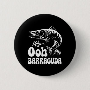 Funny Ohh Barracuda Fishing For Rock Music Lovers  2 Inch Round Button