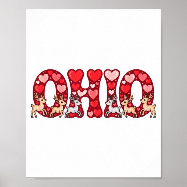 Funny Ohio Deer Midwestern Party O-h-i-o In Valent Poster (Front)