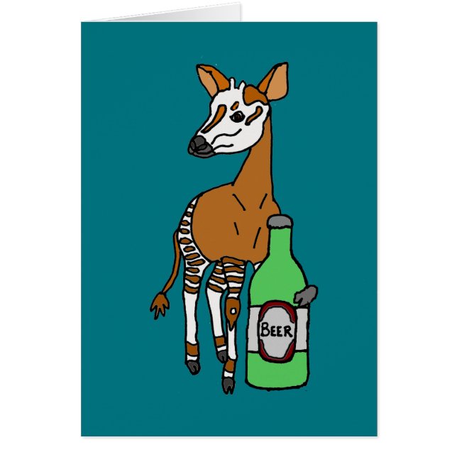 Funny Okapi Drinking Beer Art (Front)