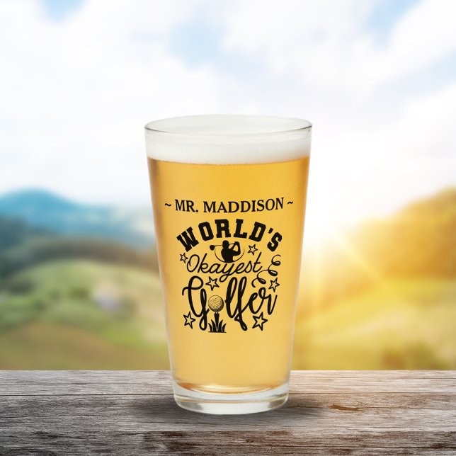 Funny Okayest Golfer Gag Gift Personalized Glass (Creator Uploaded)