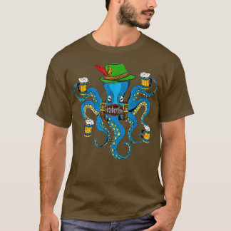 Funny Oktoberfest Octopus with Beer & German Hat O T-Shirt
