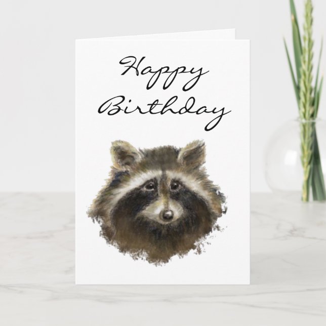 Funny, Old Age, Humour,  Birthday Raccoon Card (Front)