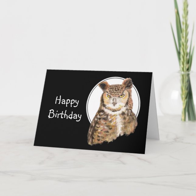 Funny Old Age, Over the Hill Birthday Owl Card (Front)