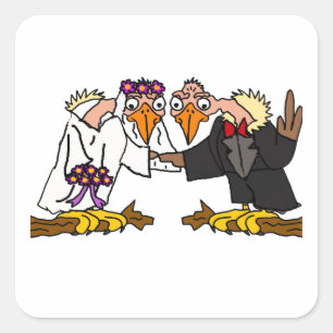 Funny Old Buzzard Wedding Cartoon Art Square Sticker