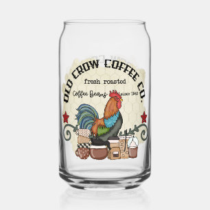 Funny old crow coffee company farmhouse can glass