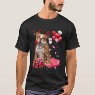Funny Old English Bulldog Rose Heart Happy Valenti T-Shirt