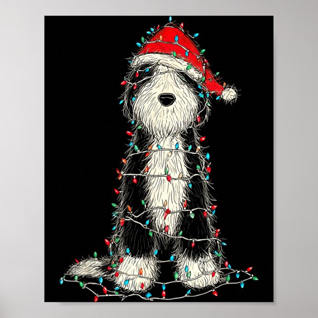Funny Old English Sheepdog Christmas Graphics Dog  Poster (Front)