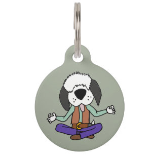 Funny Old English Sheepdog Dog Yoga Meditation Pet Tag