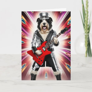 Funny Old English Sheepdog Rock Star Card