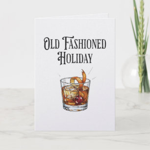 Funny Old Fashion Holiday Cocktail Christmas  Card