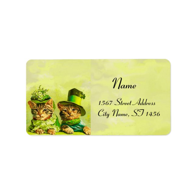 FUNNY OLD FASHION ST PATRICK'S DAY CATS LABEL (Front)