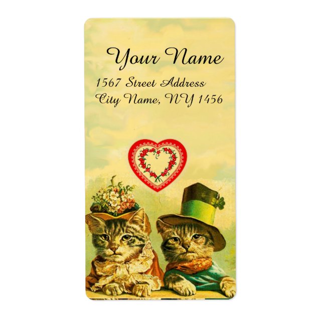 FUNNY OLD FASHION VALENTINE'S DAY CATS WITH HEARTS