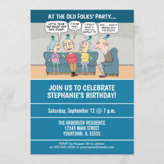 Funny Old Folks Birthday Party Invitation
