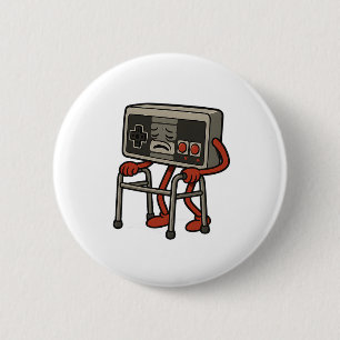 Funny Old Gamer Gaming Retro 80s 90s Video Game Ol 2 Inch Round Button