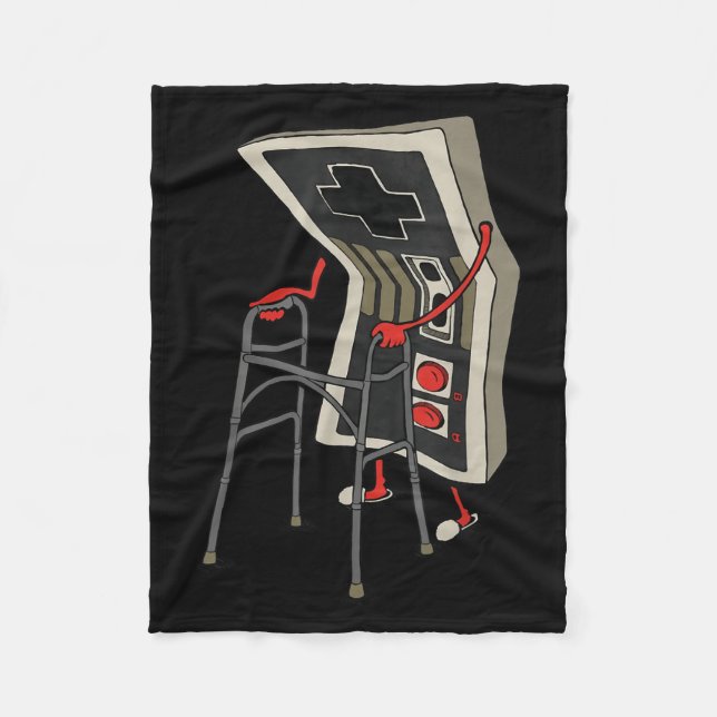 Funny Old Gamer Gaming Retro 80s 90s Video Game Ol Fleece Blanket (Front)