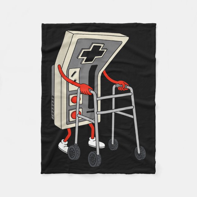 Funny Old Gamer Gaming Retro 80s 90s Video Game Ol Fleece Blanket (Front)