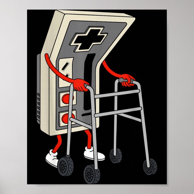 Funny Old Gamer Gaming Retro 80s 90s Video Game Ol Poster (Front)