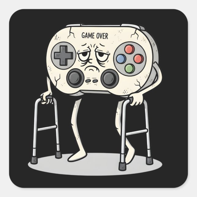 Funny Old Gamer Gaming Retro 80s 90s Video Game Square Sticker (Front)