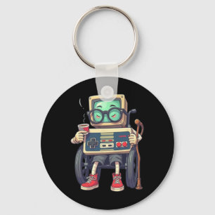 Funny Old Gamer Retro 80s 90s Video Game Controlle Keychain