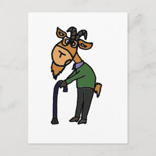 Funny Old Goat Original Art Cartoon Postcard
