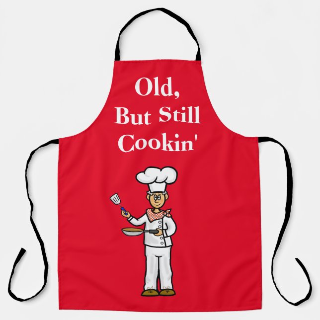 Funny  Old Grey Haired Male Chef Apron (Front)