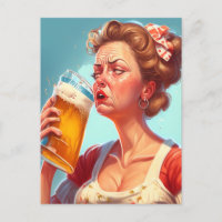 Funny Old Lady Drinking a Beer