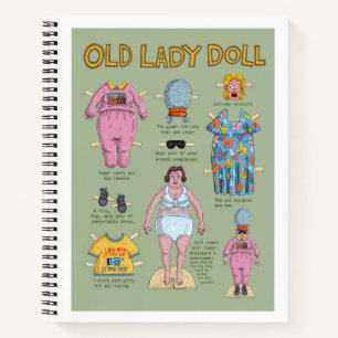 Funny Old Lady Paper Doll Notebook