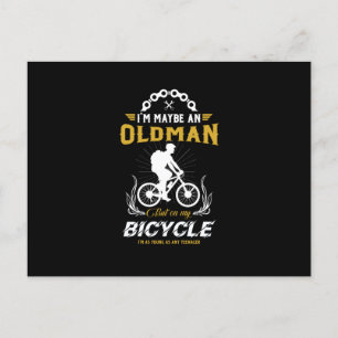 Funny Old Man Bicycle Lover Holiday Postcard